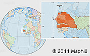 Political Location Map of Senegal, lighten, land only