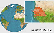 Political Location Map of Senegal, satellite outside