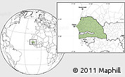 Savanna Style Location Map of Senegal, blank outside