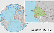 Savanna Style Location Map of Senegal, gray outside