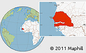 Savanna Style Location Map of Senegal, highlighted continent