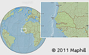 Savanna Style Location Map of Senegal, hill shading outside