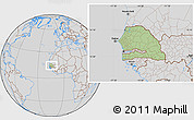 Savanna Style Location Map of Senegal, lighten, desaturated