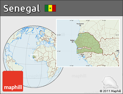 Savanna Style Location Map of Senegal, lighten