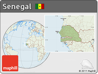 Savanna Style Location Map of Senegal, lighten