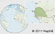 Savanna Style Location Map of Senegal, lighten