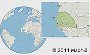 Savanna Style Location Map of Senegal, lighten, semi-desaturated, land only