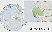 Savanna Style Location Map of Senegal, lighten, semi-desaturated