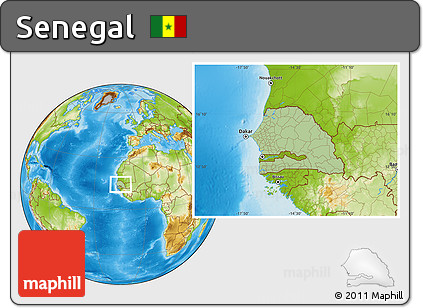 Savanna Style Location Map of Senegal, physical outside