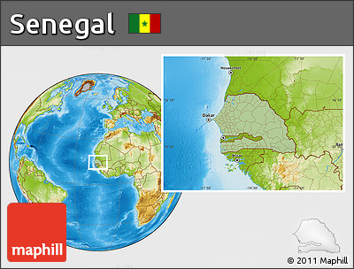 Savanna Style Location Map of Senegal, physical outside
