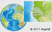 Savanna Style Location Map of Senegal, physical outside