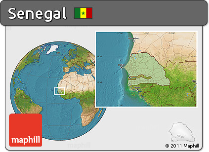 Savanna Style Location Map of Senegal, satellite outside