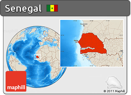 Shaded Relief Location Map of Senegal