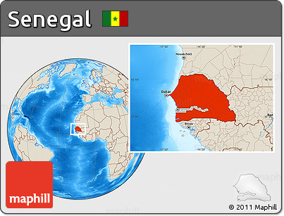 Shaded Relief Location Map of Senegal