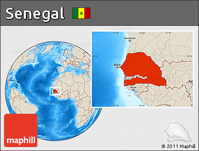 Shaded Relief Location Map of Senegal