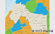 Shaded Relief Map of Kebemer, political outside