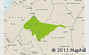 Physical Map of Sagata, shaded relief outside