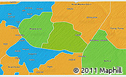 Physical 3D Map of Koki, political outside