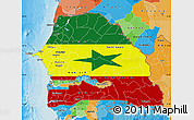 Flag Map of Senegal, political outside, flag rotated