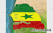 Flag Map of Senegal, satellite outside, flag rotated