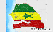 Flag Map of Senegal, single color outside, bathymetry sea, flag rotated