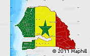 Flag Map of Senegal, single color outside, bathymetry sea