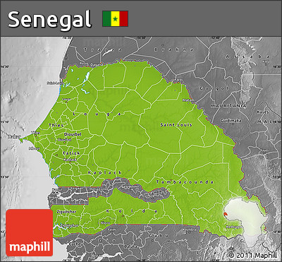 Physical Map of Senegal, desaturated