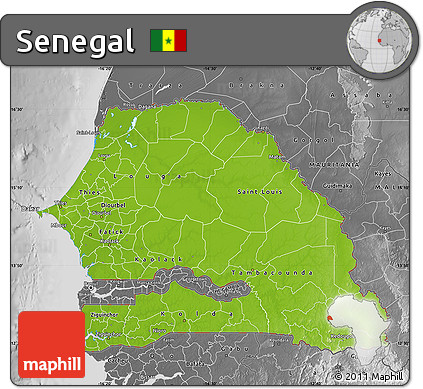 Physical Map of Senegal, desaturated