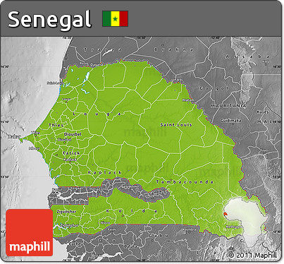 Physical Map of Senegal, desaturated