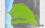 Physical Map of Senegal, desaturated, land only