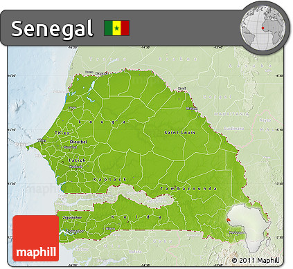 Physical Map of Senegal, lighten