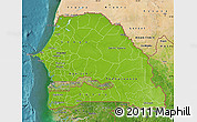 Physical Map of Senegal, satellite outside