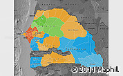Political Map of Senegal, darken, desaturated