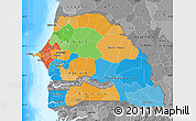 Political Map of Senegal, desaturated, land only
