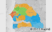 Political Map of Senegal, lighten, desaturated