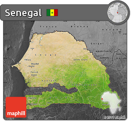 Satellite Map of Senegal, darken, desaturated