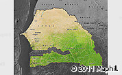 Satellite Map of Senegal, darken, desaturated