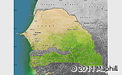 Satellite Map of Senegal, desaturated, land only