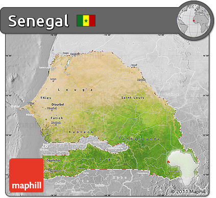 Satellite Map of Senegal, lighten, desaturated