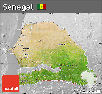 Satellite Map of Senegal, lighten, desaturated