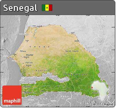 Satellite Map of Senegal, lighten, desaturated