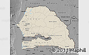 Shaded Relief Map of Senegal, darken, desaturated