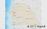 Shaded Relief Map of Senegal, lighten, desaturated, land only