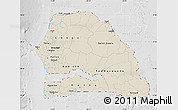 Shaded Relief Map of Senegal, lighten, desaturated