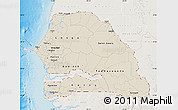 Shaded Relief Map of Senegal, lighten, land only