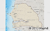 Shaded Relief Map of Senegal, semi-desaturated, land only