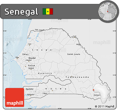 Silver Style Map of Senegal, single color outside