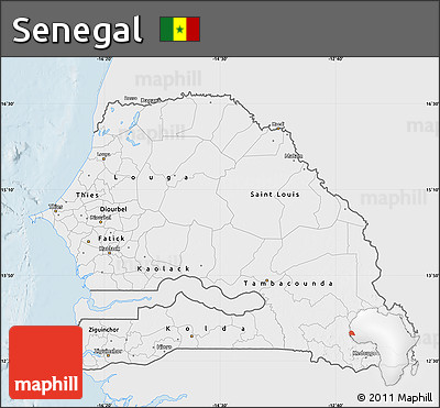 Silver Style Map of Senegal, single color outside