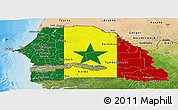Flag Panoramic Map of Senegal, satellite outside, bathymetry sea