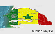 Flag Panoramic Map of Senegal, single color outside, satellite sea, flag centered